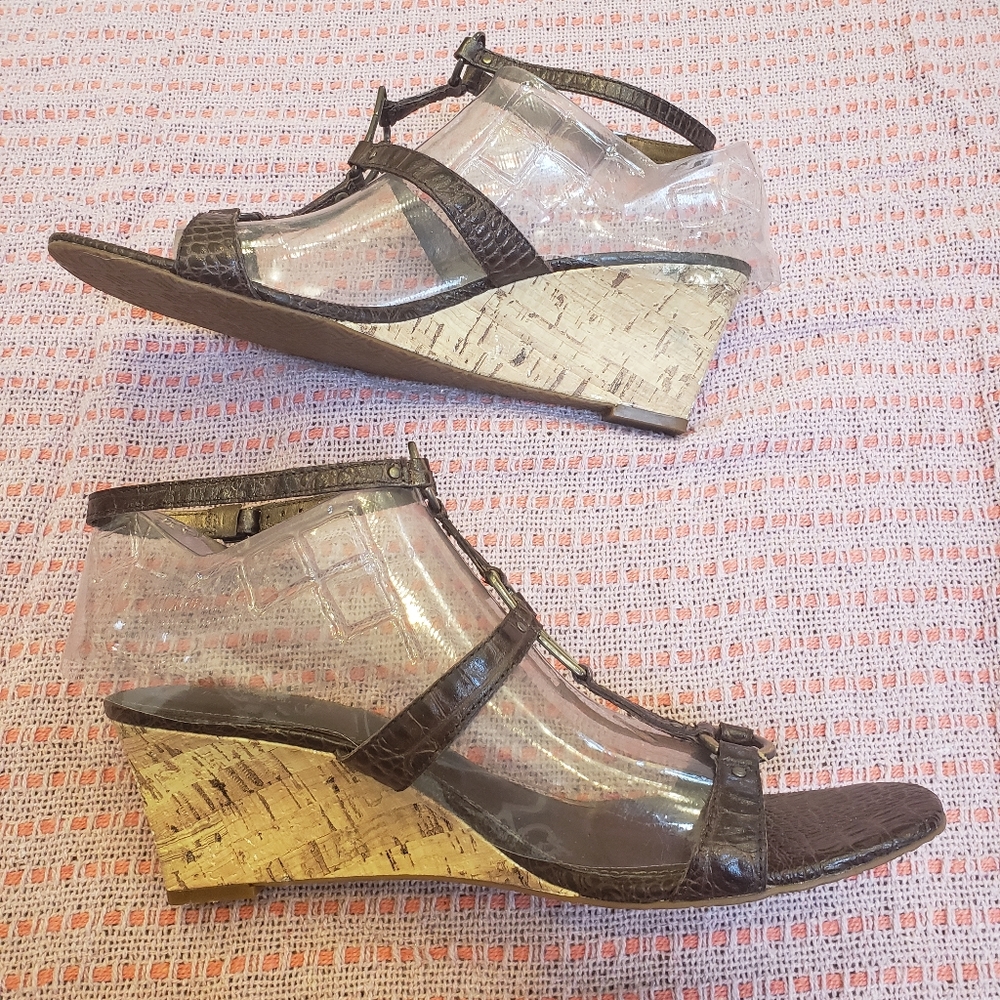 Liz Claiborne brown cork wedges